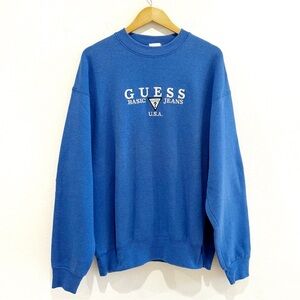 VINTAGE GUESS Embroidered Logo Crew Neck Sweatshirt Size XL